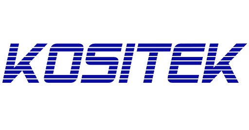 Logo KOSITEK Logo von KOSITEK in blauer Schrift mit horizontalen Streifen.